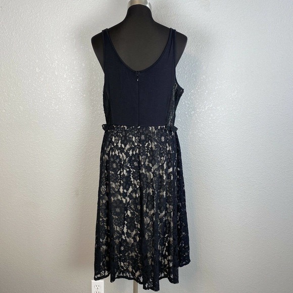 Lane Bryant Womens Flare Party Dress 14 XL Black Floral Lace Lined Sleeveless - Picture 6 of 10